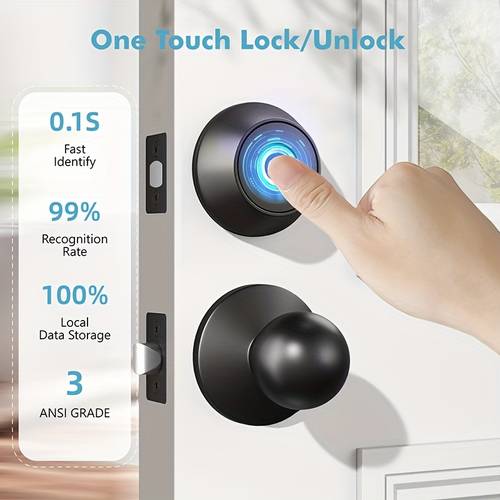 electronic keyless entry door lock for front door with app safety management fingerprint door lock biometric deadbolt door lock with 2 keys cdf01t