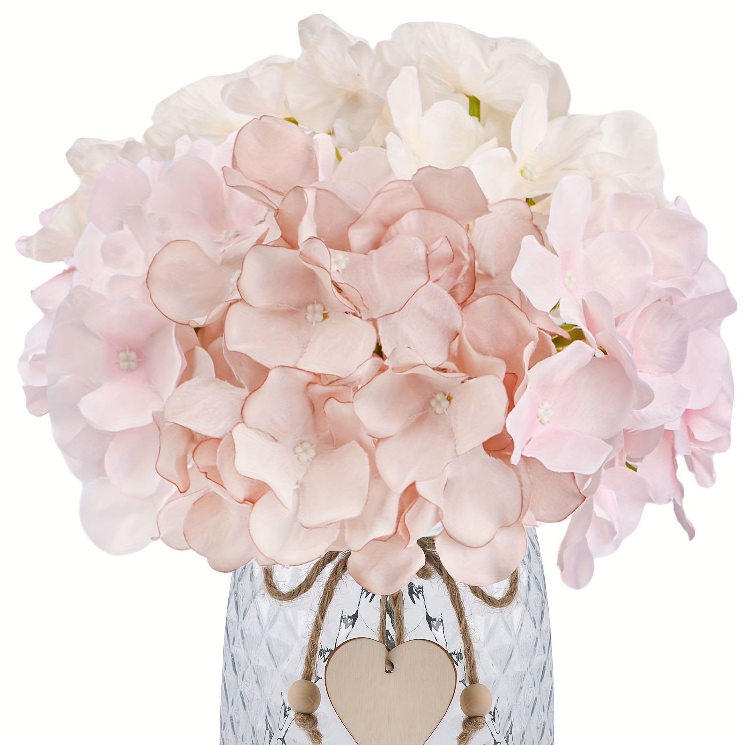 

12pcs Of Luxurious Pink Fabric Hydrangea Flowers With Stems For Weddings, Centerpieces & Home Decor