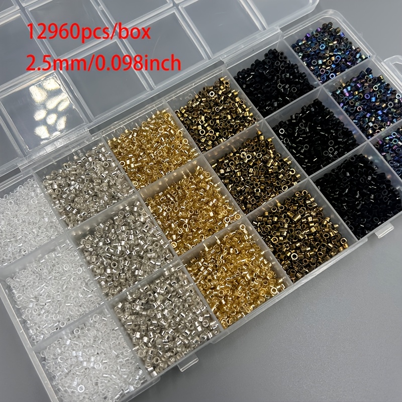 TEMU Premium Machine- Bead Diy Glass Seed Bead Strand Set, Uniform In Size And Height, 2.5mm/0.098inch, Approximately 12,960 Beads Per Box. Suitable