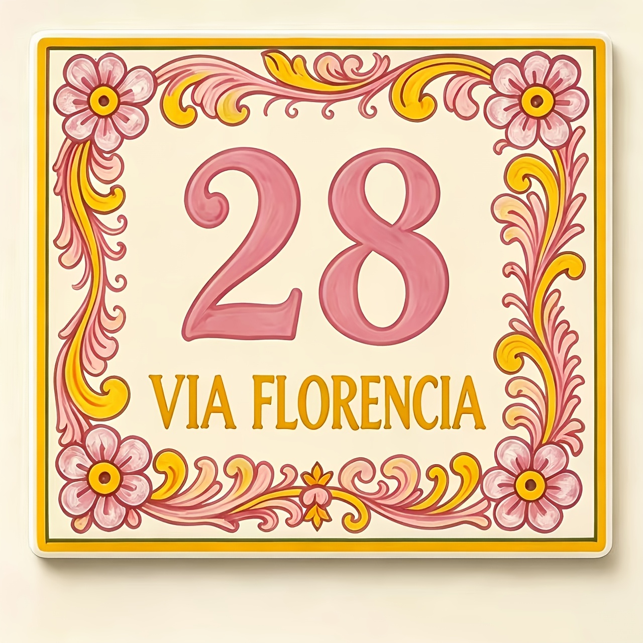 TEMU Custom Nameplate - 1pc Custom Acrylic Printed Door Sign, Number Plate, Address Plate, Italian-style Pattern, Multiple Colors , Customizable