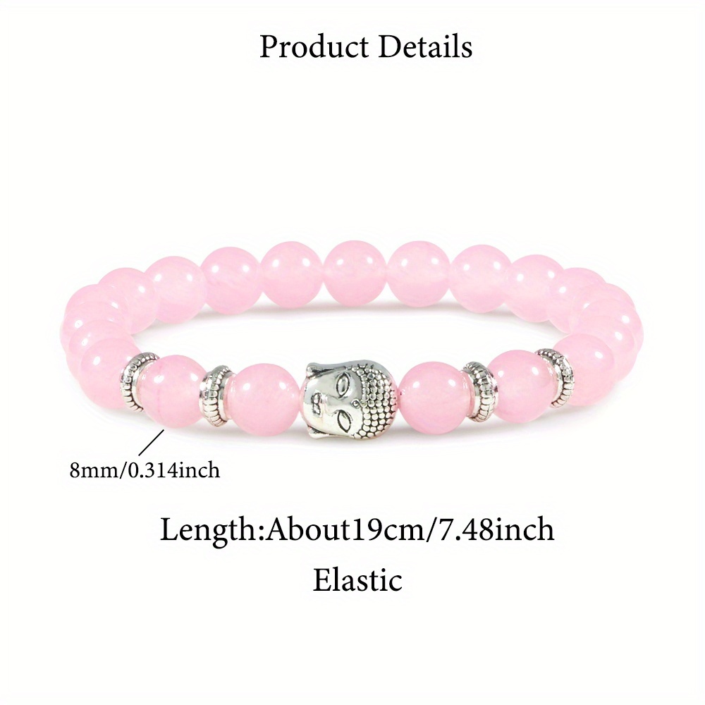 Unisex Light-toned Beaded Bracelet with Buddha Head Charm