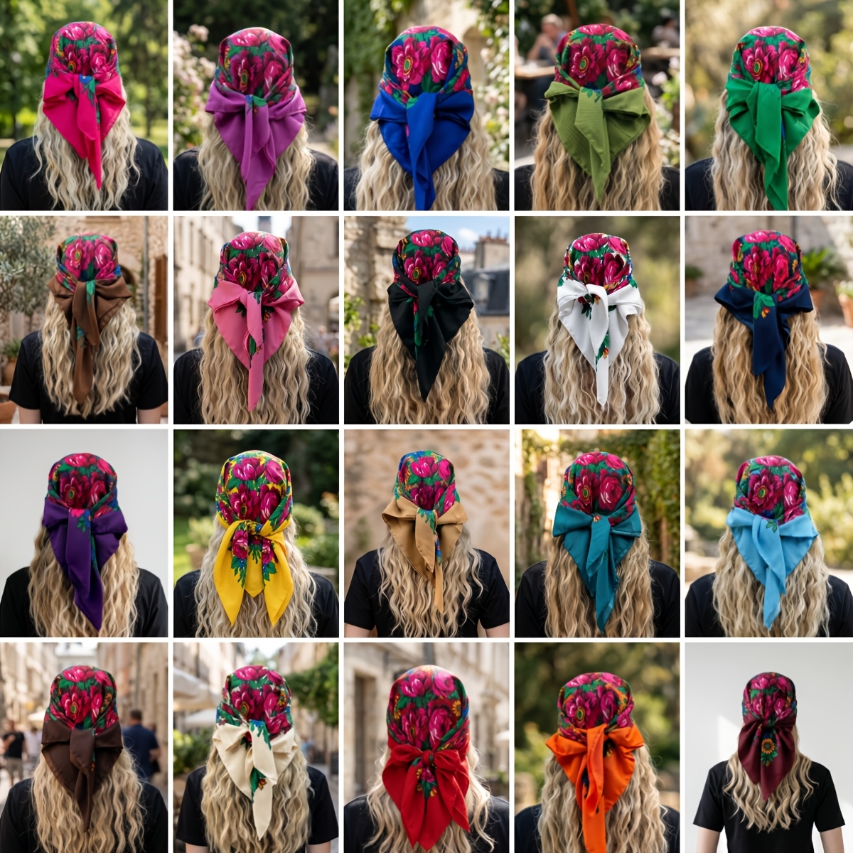 TEMU Foulard tendance rétro de style bohème imprimé multicolore pour femme. Doux et respirant, il est polyvalent et pratique, adapté à un usage , aux