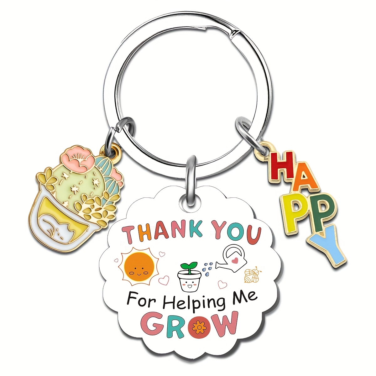 TEMU 1pc Color-printed Stainless Steel Round Plate Keychain, Teacher Gift Keychain, Lovely Teacher Thank-you Gift, Counselor Nurse High Graduation