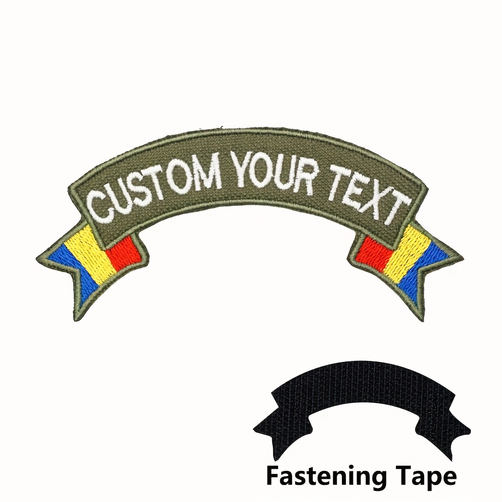 TEMU 1pc Custom Name Text Irregular Shape Embroidery Patch Badge With Romanian Logo, Green And Black Background Tactical Name Tape With /iron-on