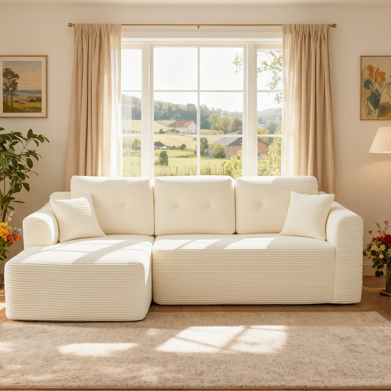 Corner Sofa, 244cm Wide Vacuum-packed, Left Chaise Longue Sofa Bed No , Versatile Sofa Room