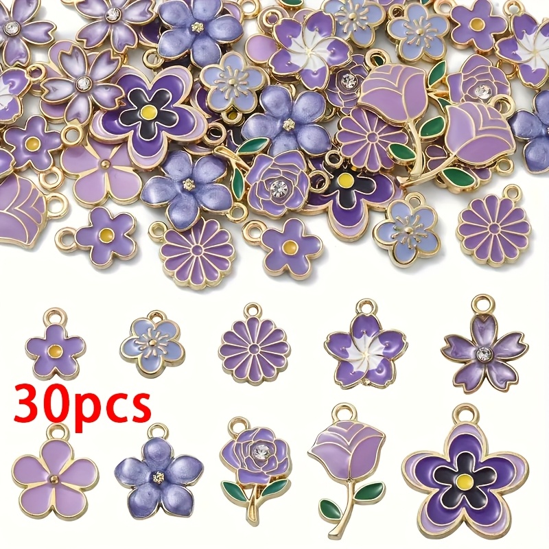 E-shop 30/50 Stück Elegantes Emaille-Talisman-Set, Legierungssterne, Blumen, DIY-Armbänder, Halsketten, Schmuckherstellungszubehör Anhänger,