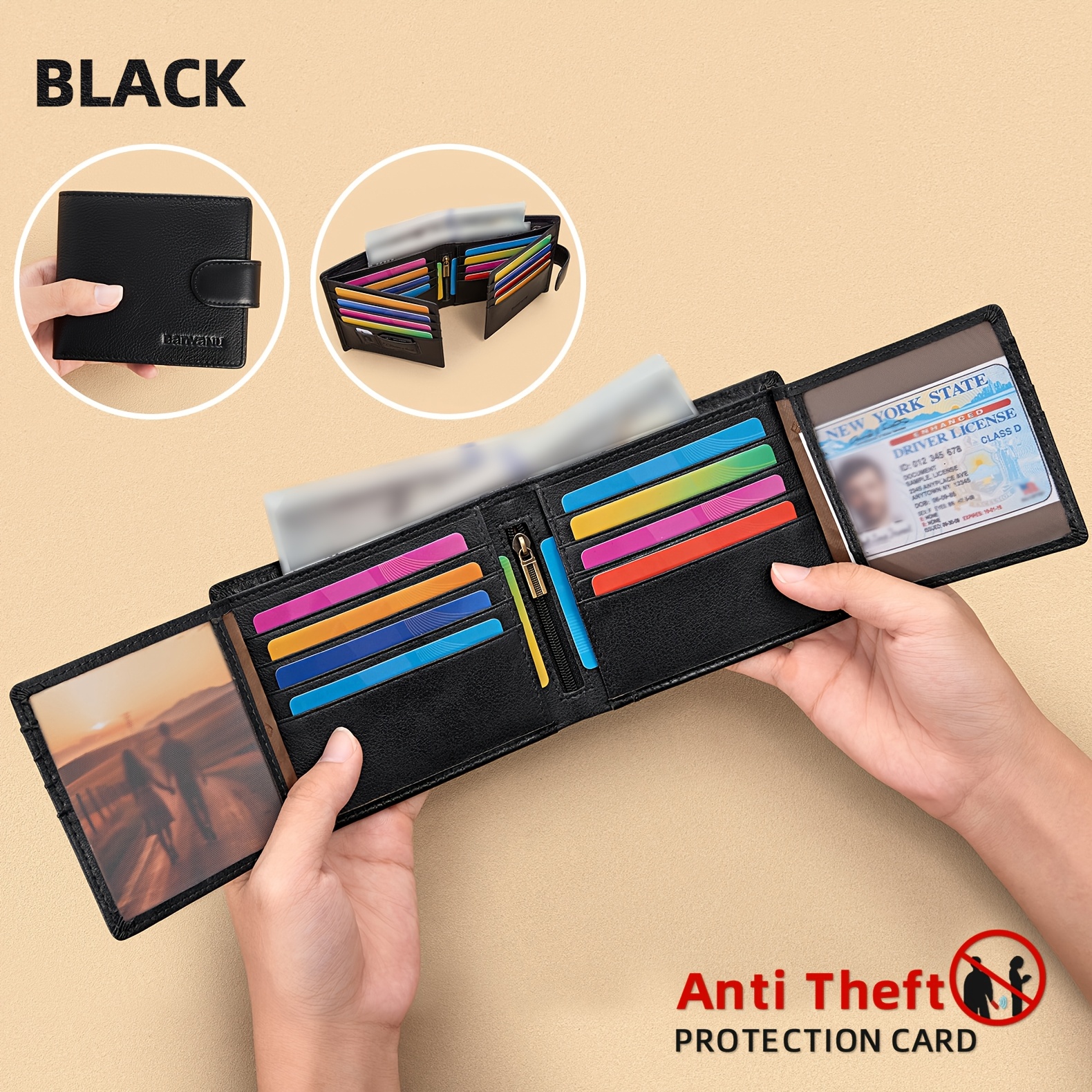 Men' Genuine Leather Wallet, Cowhide Card Holder With 19 Card Slots For Credit Cards And , Stylish And Practical Gift For Father's Day And Valentine's Day