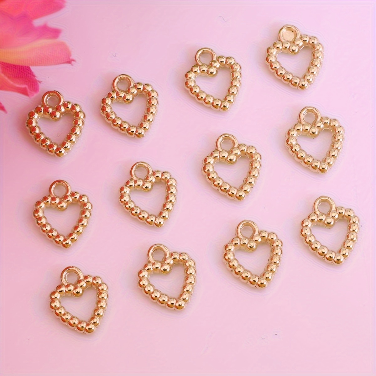15pcs Hollow Small Heart Pendants for DIY Jewellery Making