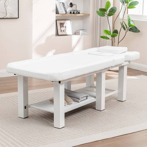 72 8 professional massage table physical relax table spa facial care massage bed with adjustable backest and storage shelf for massage spa white black