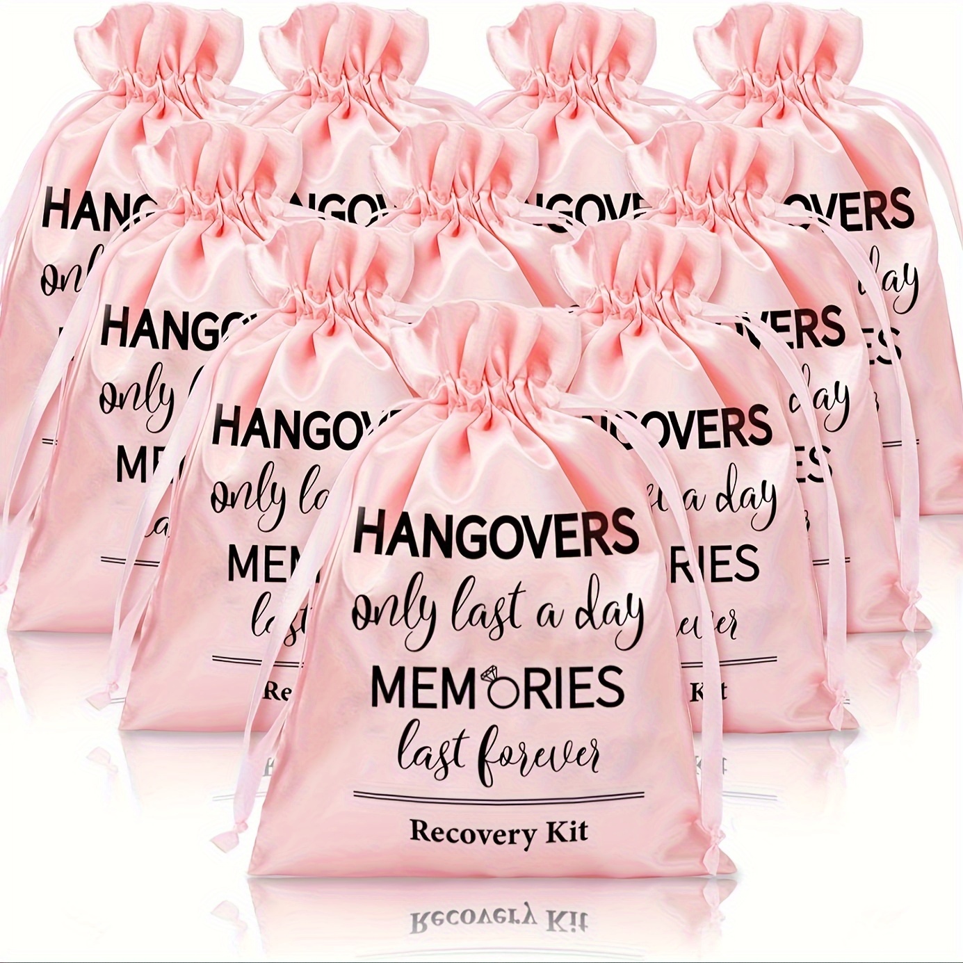 

12pcs Pink Wedding Hangover Kit Bags - Large Drawstring Favor Bags For Bridal Showers & Bachelorette Parties, Perfect Survival Recovery Gift Wrap, Party Favors