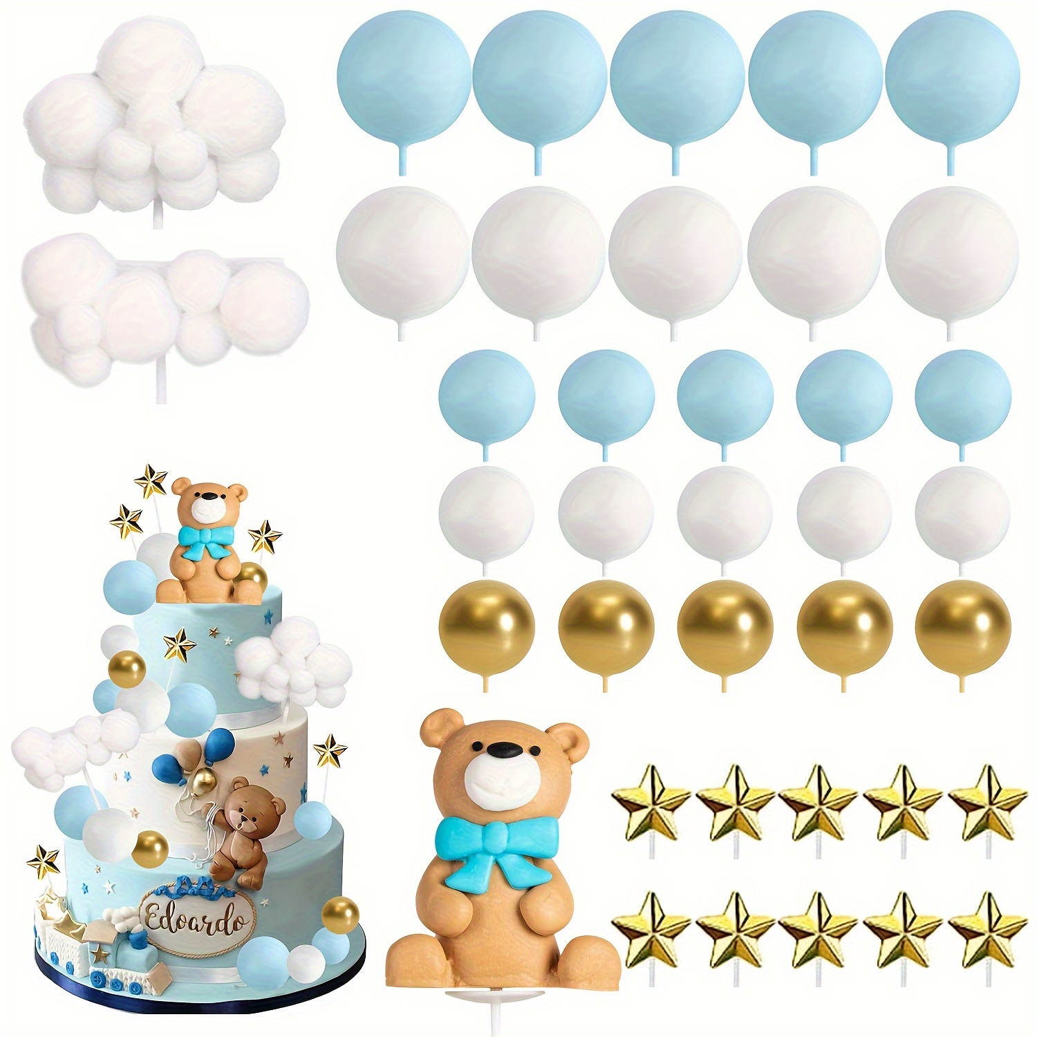 5pcs Baby Shower Cake Decorations Stroller Cake Decor Baby Bottle Cake  Topper 