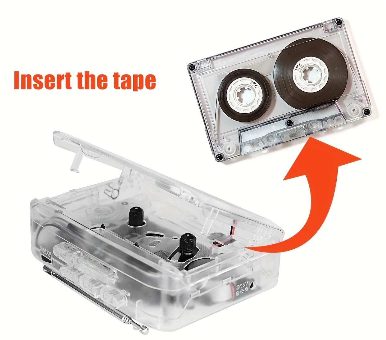 Lettore Di Cassette Portatile Vintage - Con Altoparlante, Jack Cuffie, USB Per Conversione MP3, Alimentazione Batterie O USB-C