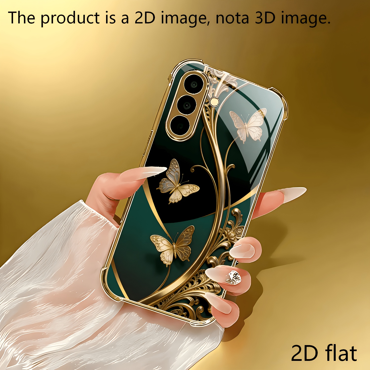 TEMU Phone Case - [2d] Exquisite Branch Golden Electroplated Four-corner Glass Phone Case Suitable For Galaxy S21/22/23/24//s21/22/23/24/25ultra