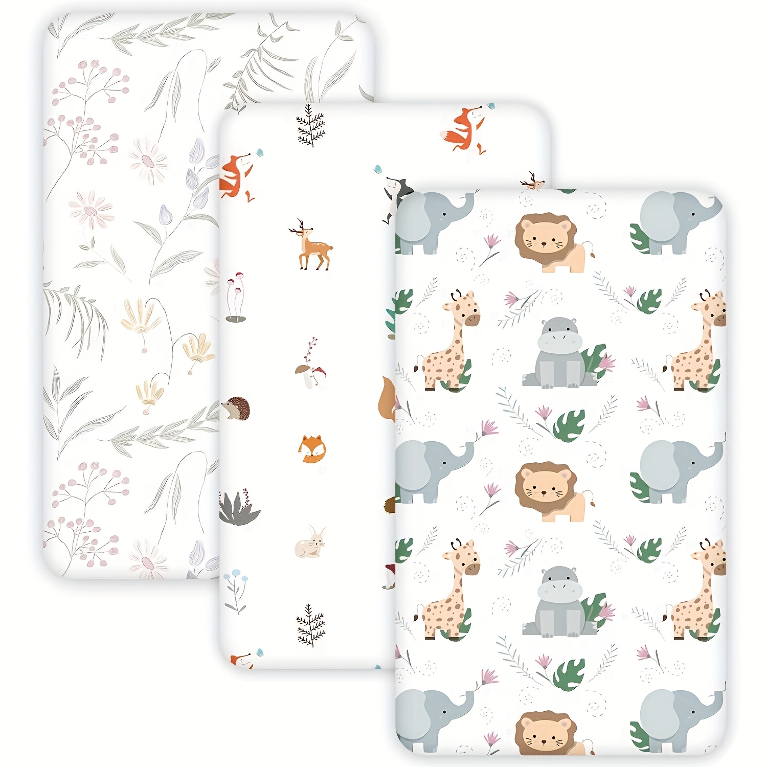 3pcs Baby Bed Sheet For - Soft Light Beige-friendly Fitted Bedspread, Gender-neutral &, Multiple Flower & For All- Bed Sheets Suitable For, Machine Washable Bed Cover