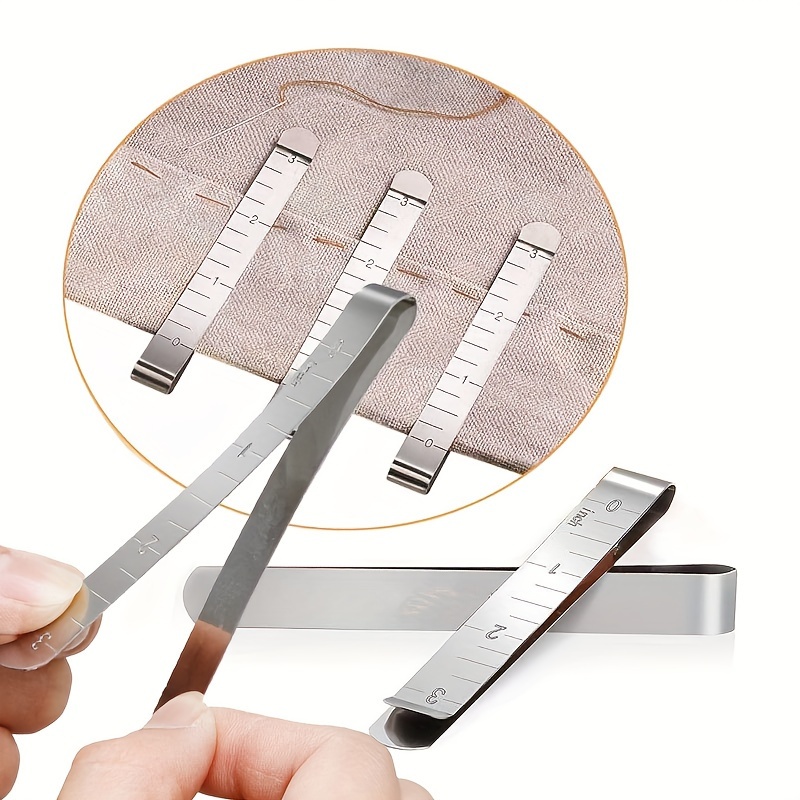 

5pcs Stainless Steel Sewing Ruler Set - Accurate Measurements, Durable Fabric Clamps, Versatile, Secure Grip - Ideal For Sewing Projects, Bundle Deal