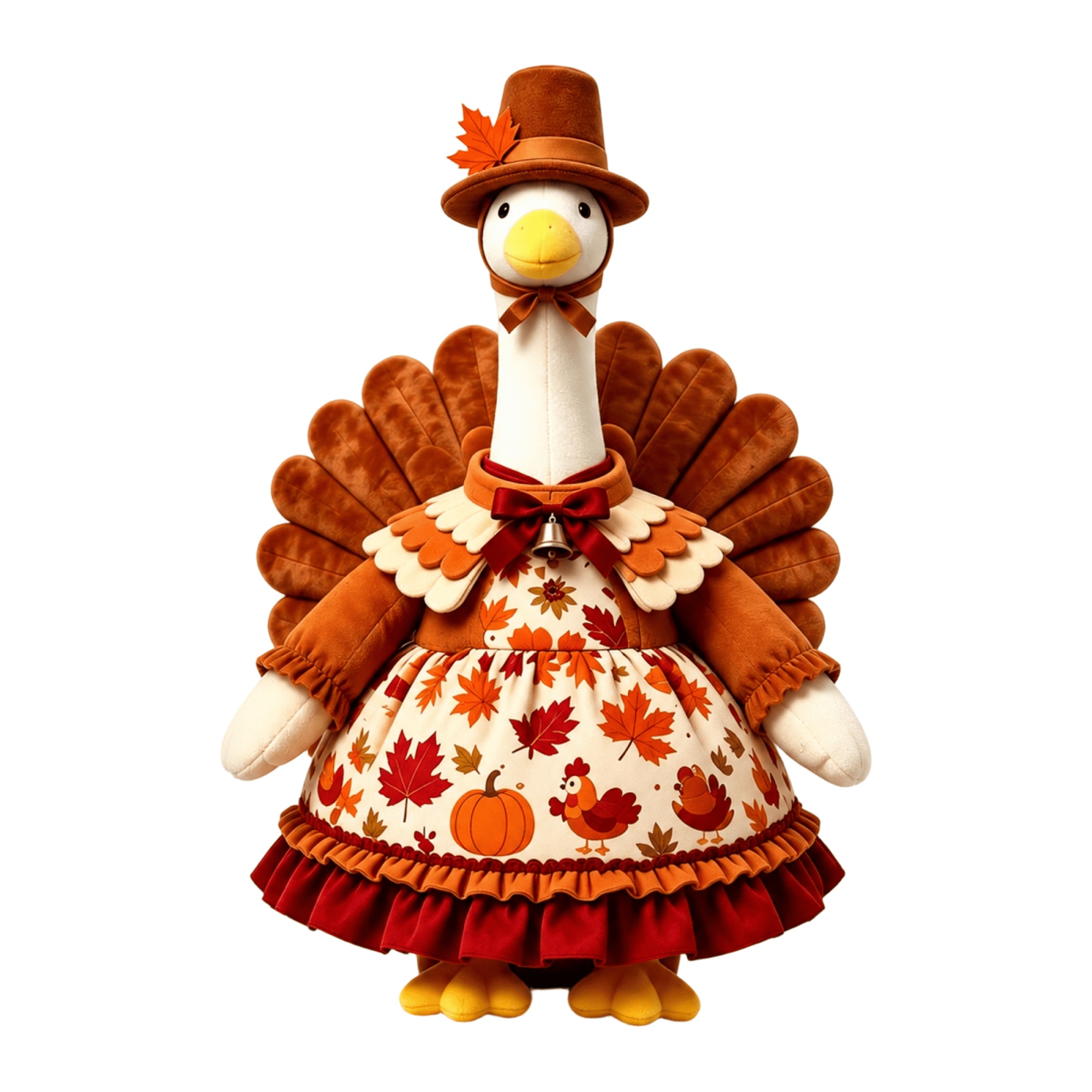 TEMU Turkey-themed Dress For 23" Goose Statue With Hat Feather Decor - Suitable For Porch Yard Decoration, Farmhouse Costume, Thanksgiving Goose