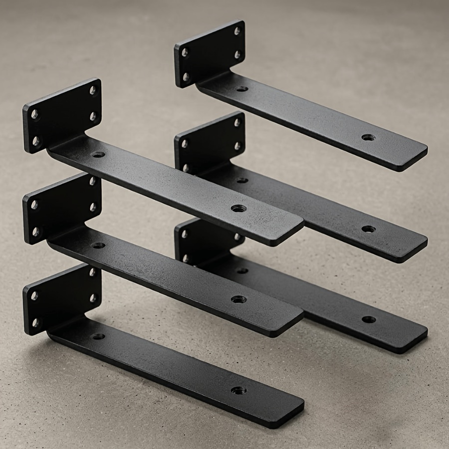6pcs Floating Shelf Brackets Hidden Wall Mount Bracket Set 20cm Black Metal Supports For Home Improvement
