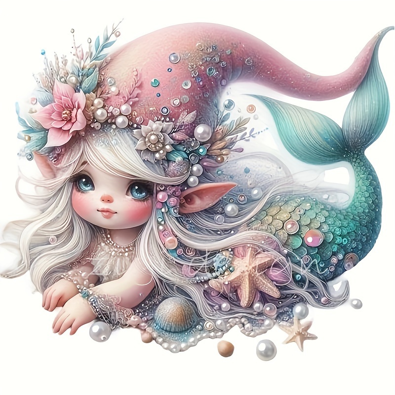 

Mermaid Diamond Art Painting Kit 5d Diamond Art Set Painting With Diamond Gems, Arts And Crafts For Home Wall Decor 20x20 Cm/7.87x7.87 Inches