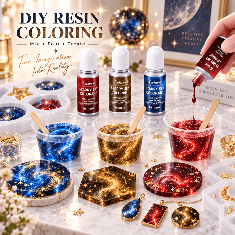 item picture starry sky resin dye   with     resin colorant   in   nebula gradient pearlescent hues handmade resin dyeing and polishing material suitable for jewelry ornaments decorative items