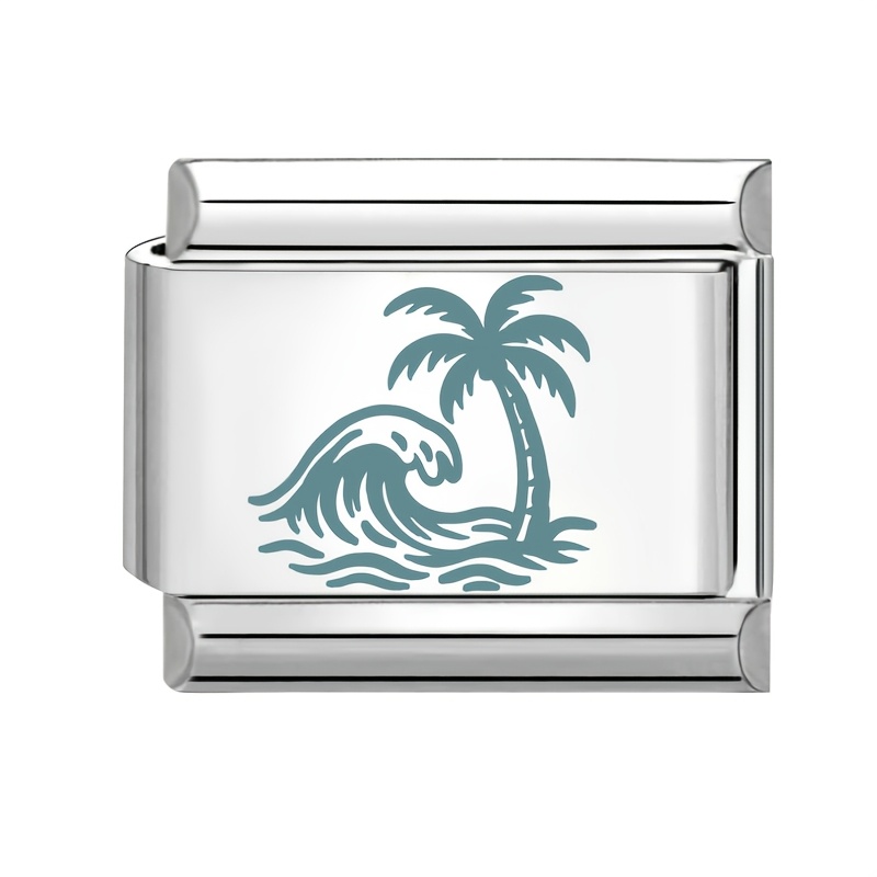 Exquisite Blue Pattern Embossed Ocean Elements Ring