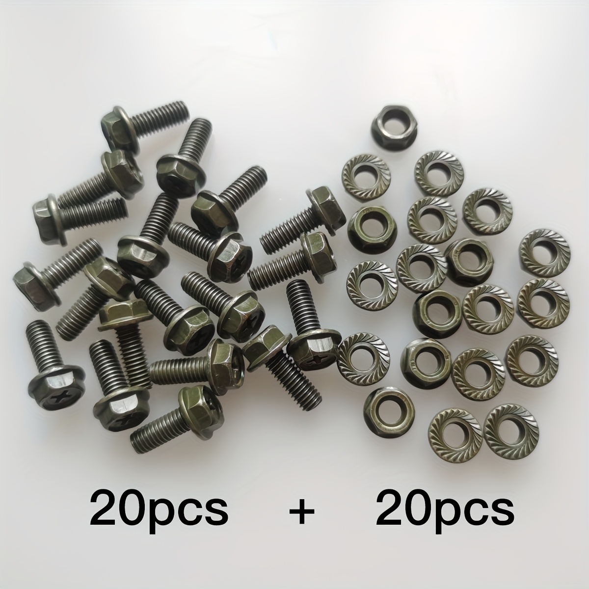 Image of 40pcs Of M6x16mm Flange Head Phillips Screws And Nuts, Coated With , Suitable And Repair Of Scooters, E-bikes, And Motorcycles.