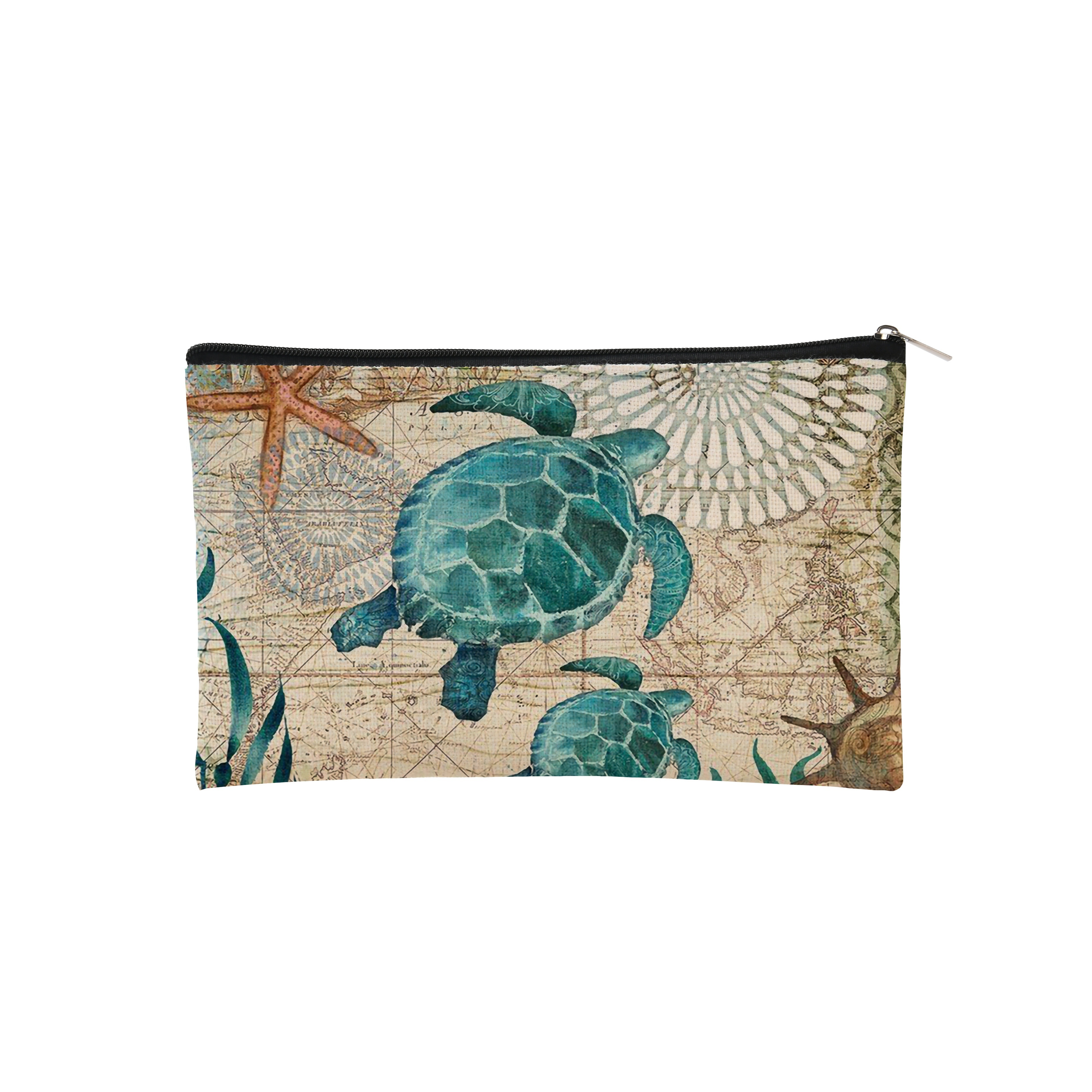 

Large Capacity Turtle Pattern Cosmetic Bag For Women, Portable Travel Toiletry Organizer With No Scent, Polyester, Accessories Storage Box
