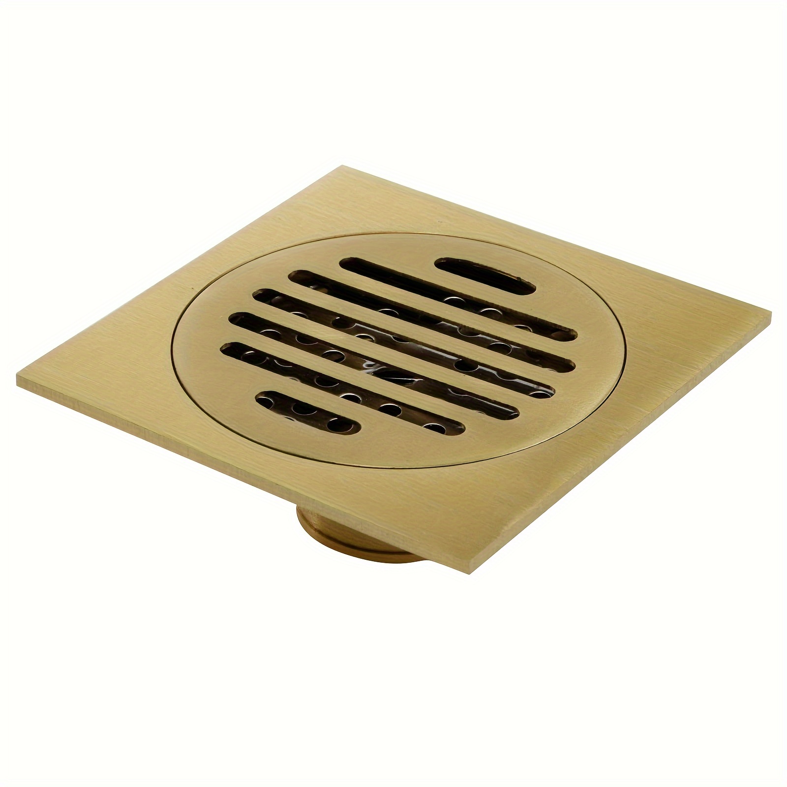 

1pc, 3.9 Inch Square Copper Shower Drain With Removable Filter Cover, Anti-clogging Bathroom Accessory, Golden Finish