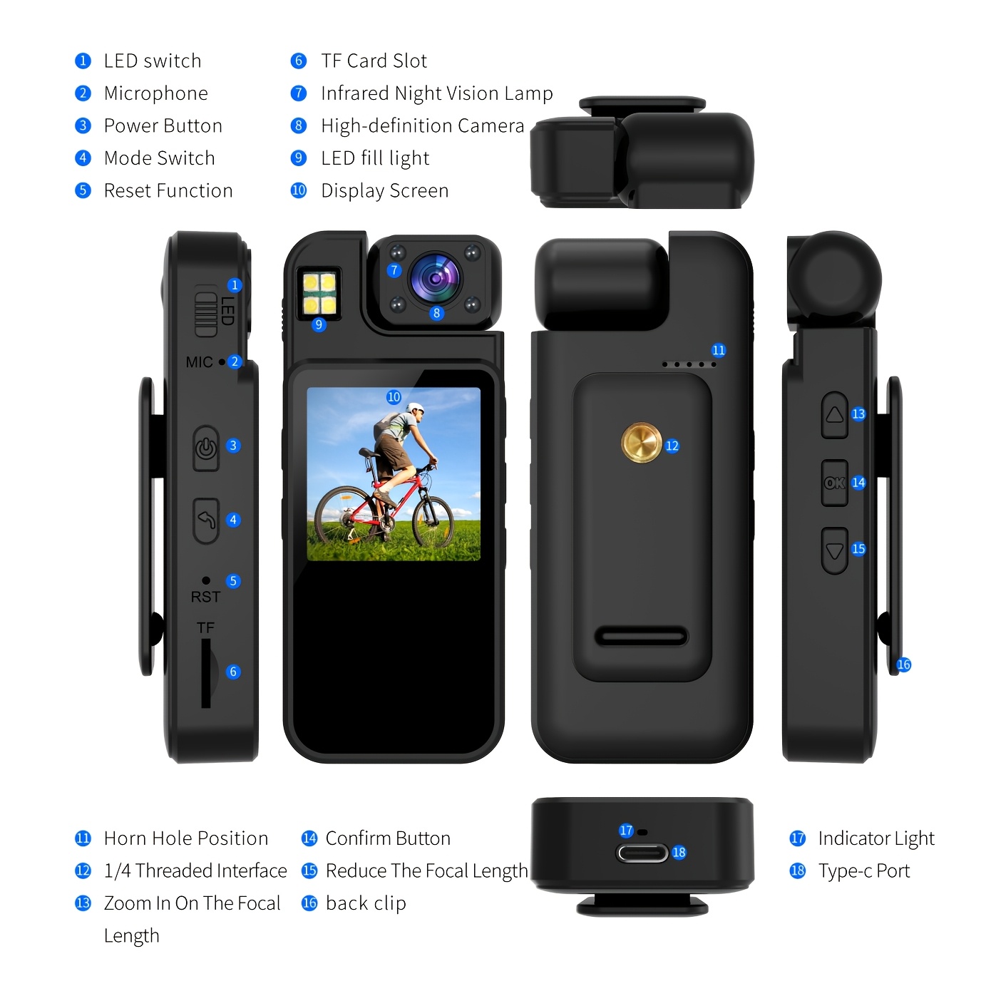 éclairage extérieur  , enregistreur à écran  ,   rotatif 1080p, batterie intégrée avec vision  , portable de poche, enregistreur pour pêche Détails du produit 4