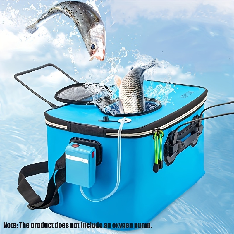 

1pc Eva Fishing Bucket, Live Fish Bucket, Foldable Bucket With Shoulder Strap, Sea Fishing Tool