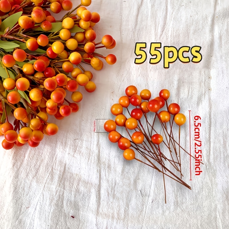 TEMU Paquete de 55 flores artificiales de de otoño, de naranjas y para Acción de Gracias, retorcidos a , adecuadas para decoraciones de bricolaje,