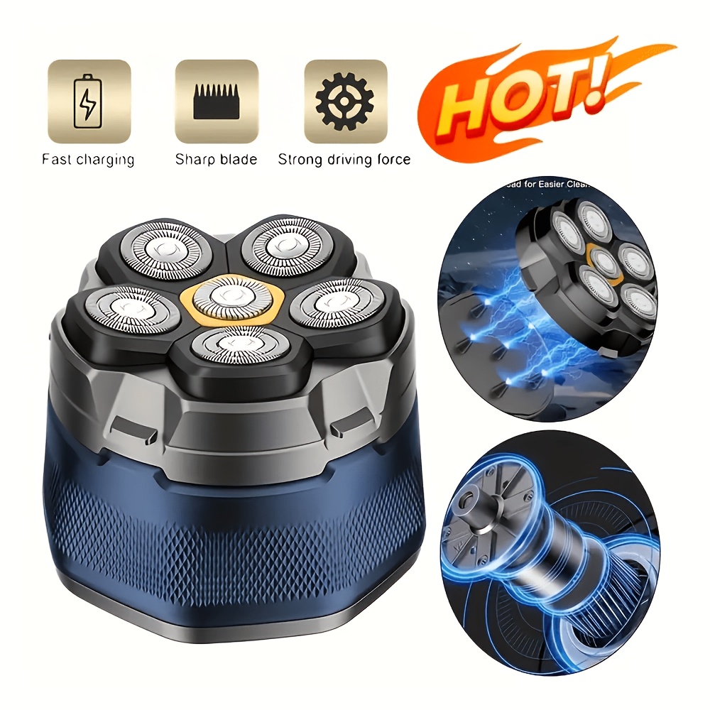 New Super Fast 6d Magnetic Head Shaver For - Usb Rechargeable With Led Display, High Speed motor, Stainless Steel , Smooth Shave, Great Gift For Him, Holiday Gift