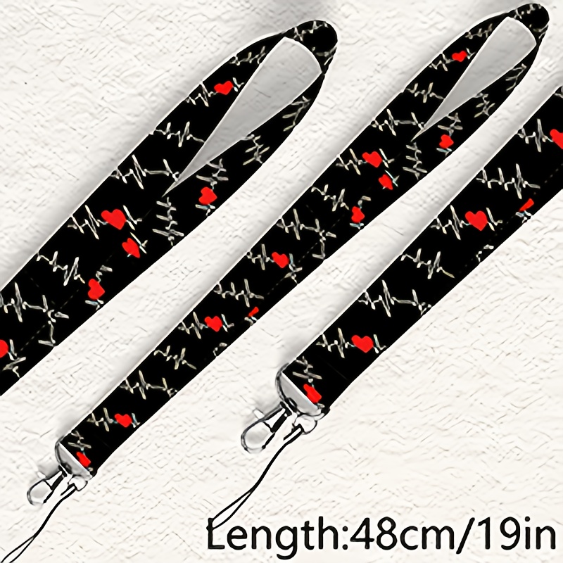 TEMU Cordino elegante, e divertente a forma di ECG cardiaco, laccio per telefono, accessori di moda per , cordino portachiavi da , cordino regalo con
