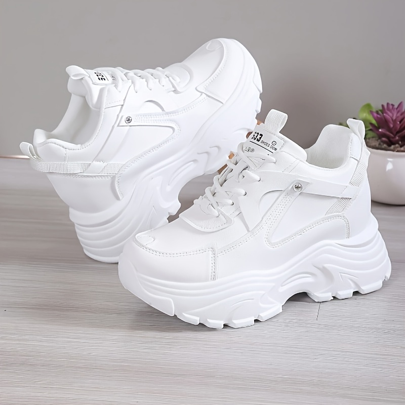 womens   white platform sneakers platform dad shoes with built in height increase   stylish design comfortable for all day wear women shoes