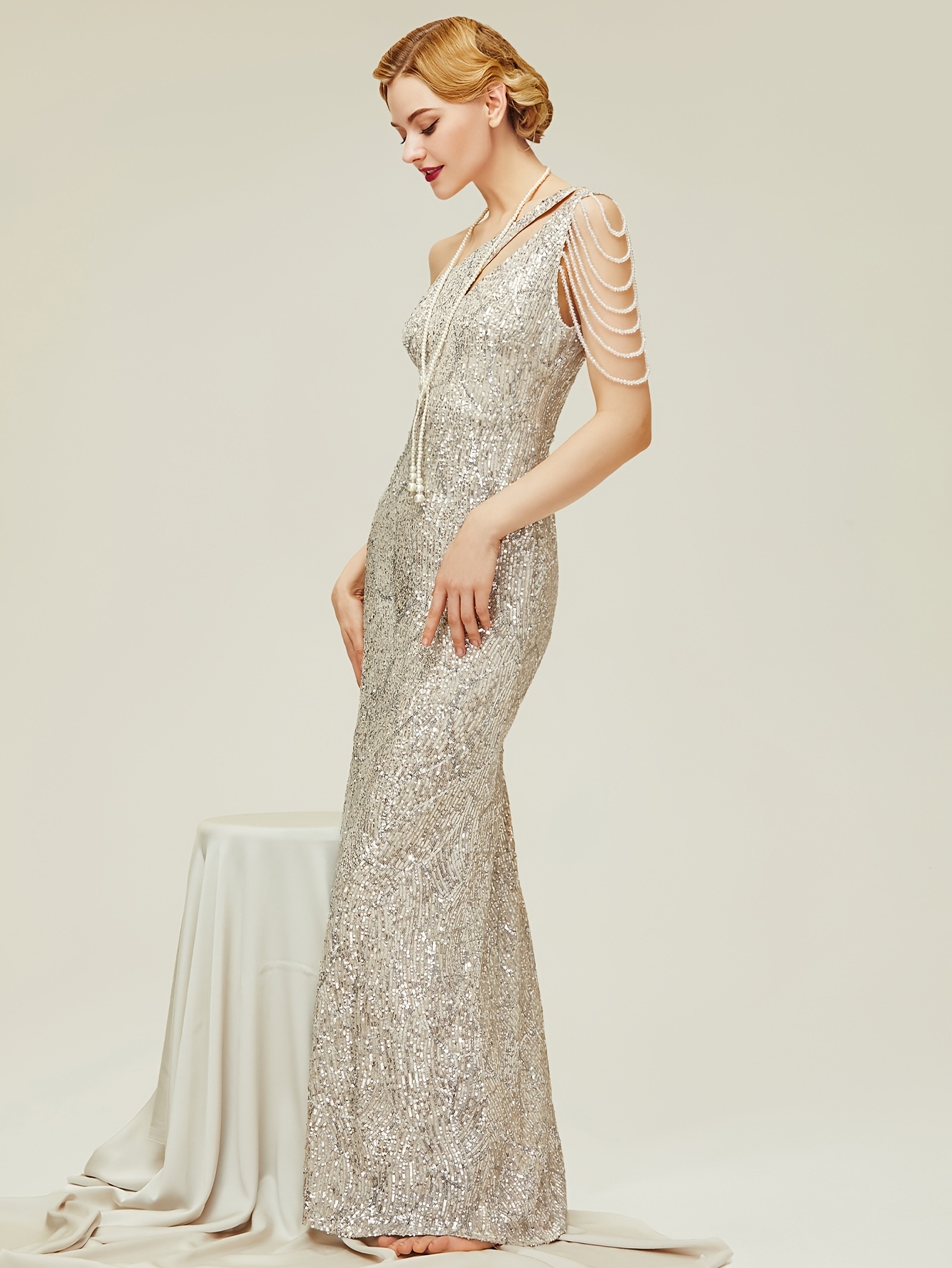 Silver Dresses for Women womens sequin prom dress one shoulder maxi dress gowns - Temu