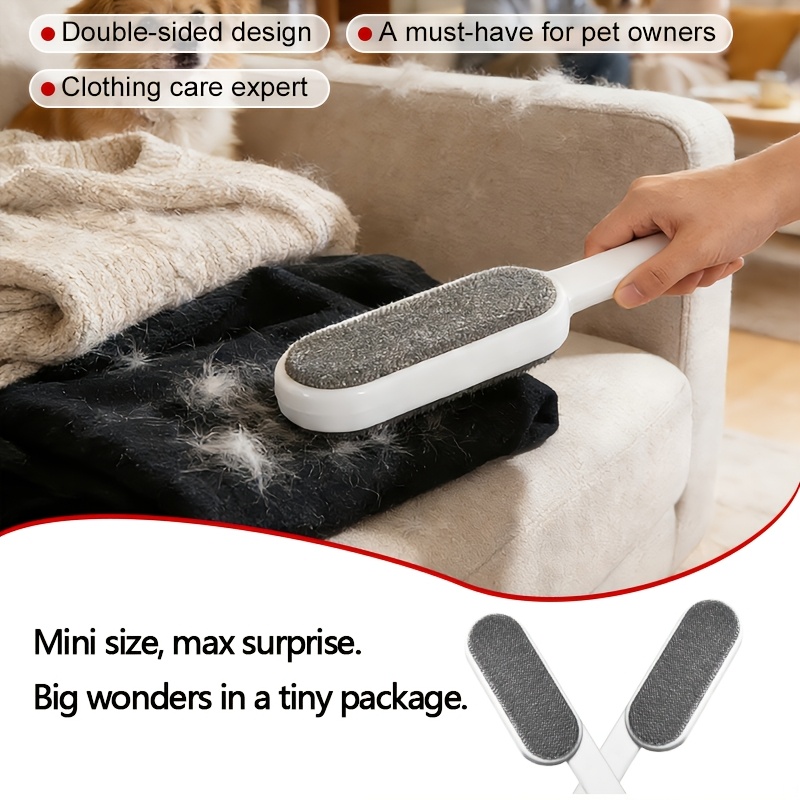 1-en-1 Eliminador Electrostático de Pelo y Polvo de Doble Cara - Tecnología Electrostática Manual Potente para Pelo de Mascotas, Pelusa, Alfombras, Muebles, Ropa y Ropa de Cama - Mango Ergonómico - Cepillo de Tela Portátil - Opción de Regalo para el Día de San Valentín
