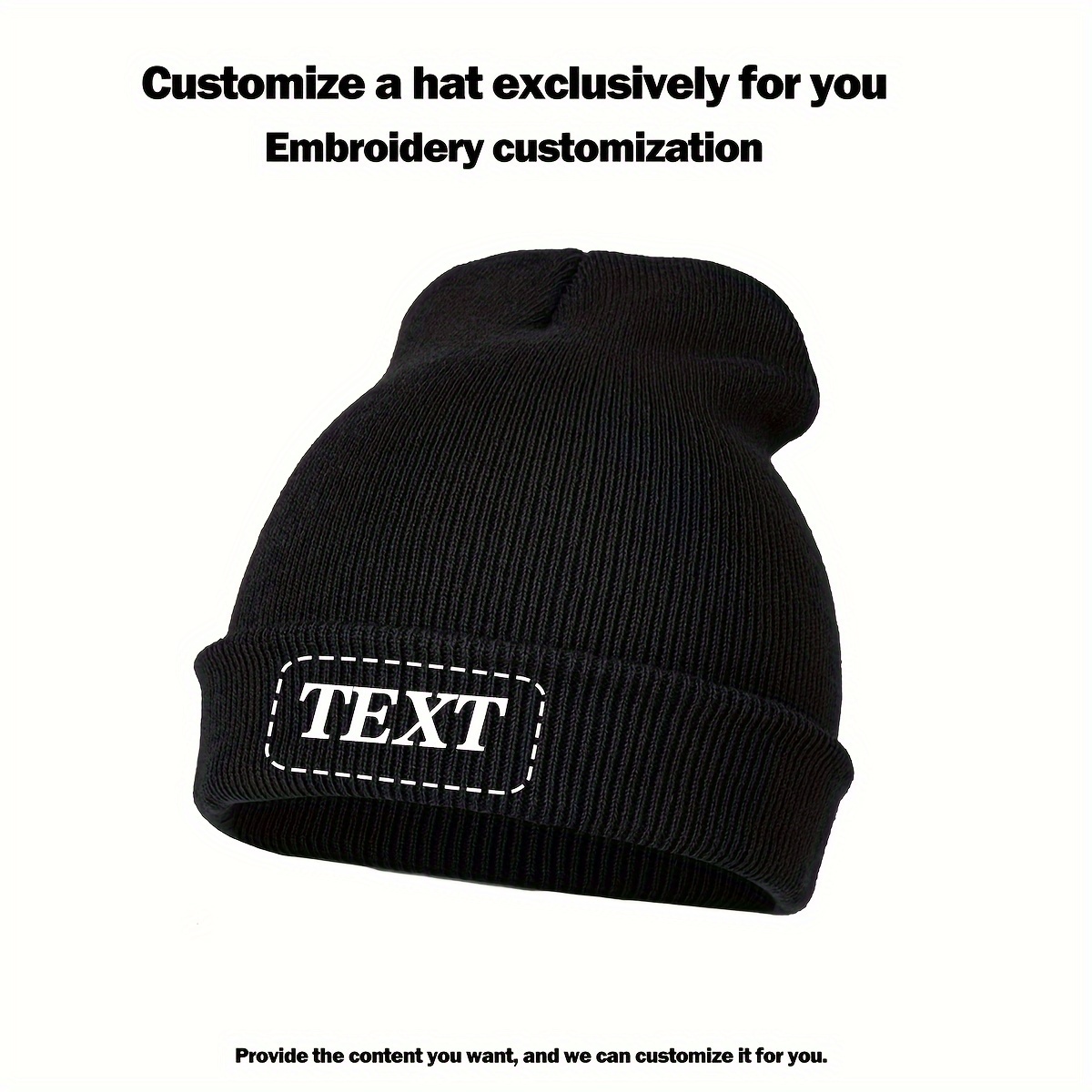 TEMU Custom Hat For Autumn And Winter, Featuring A Warm Rolled Edge And Ear Protection, Suitable For Outdoor Daily Wear