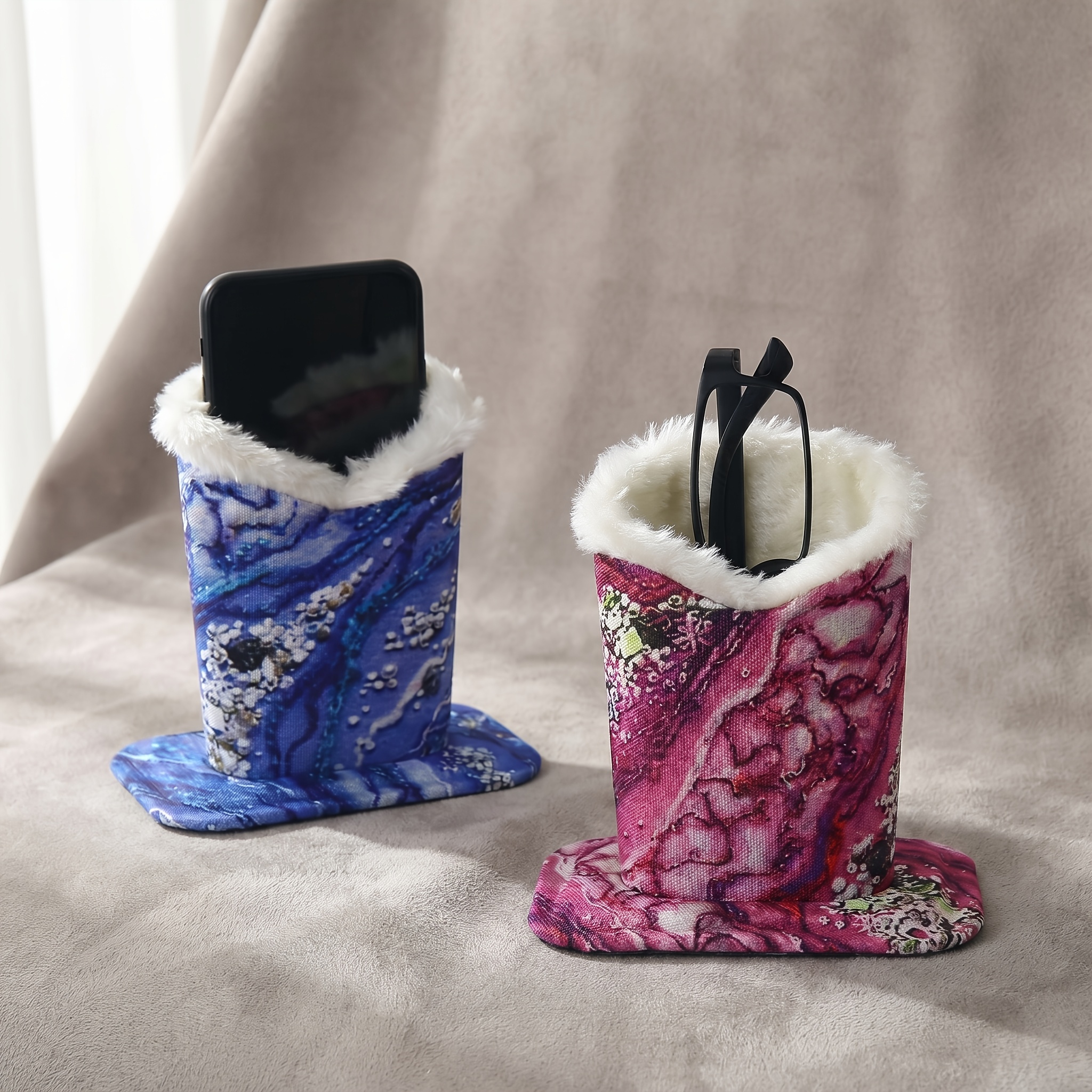 Soft Plush Eyeglass Case Stand with Protective Cover