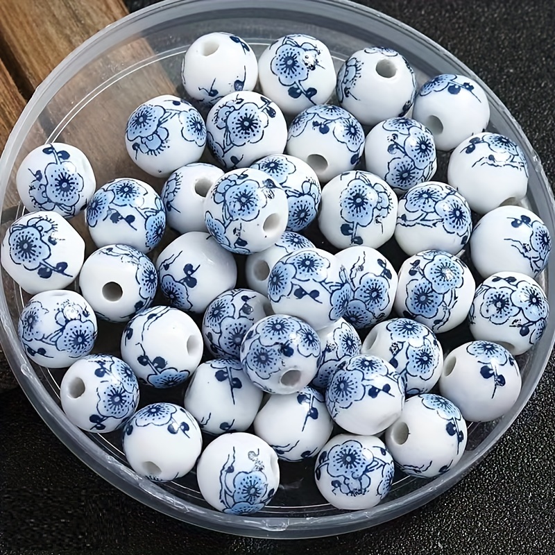 24pcs Big Plum Blossom Ceramic Beads for Handmade Jewelry