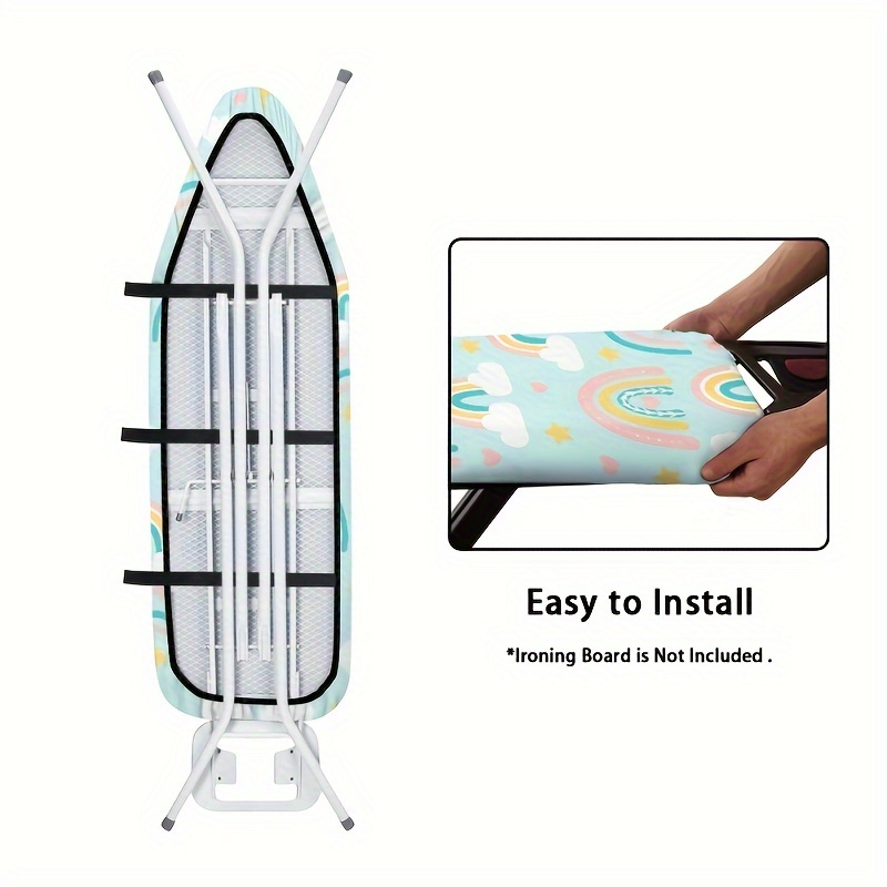 rainbow print ironing board cover with padding standard size elastic   non stick stain resistant details 9