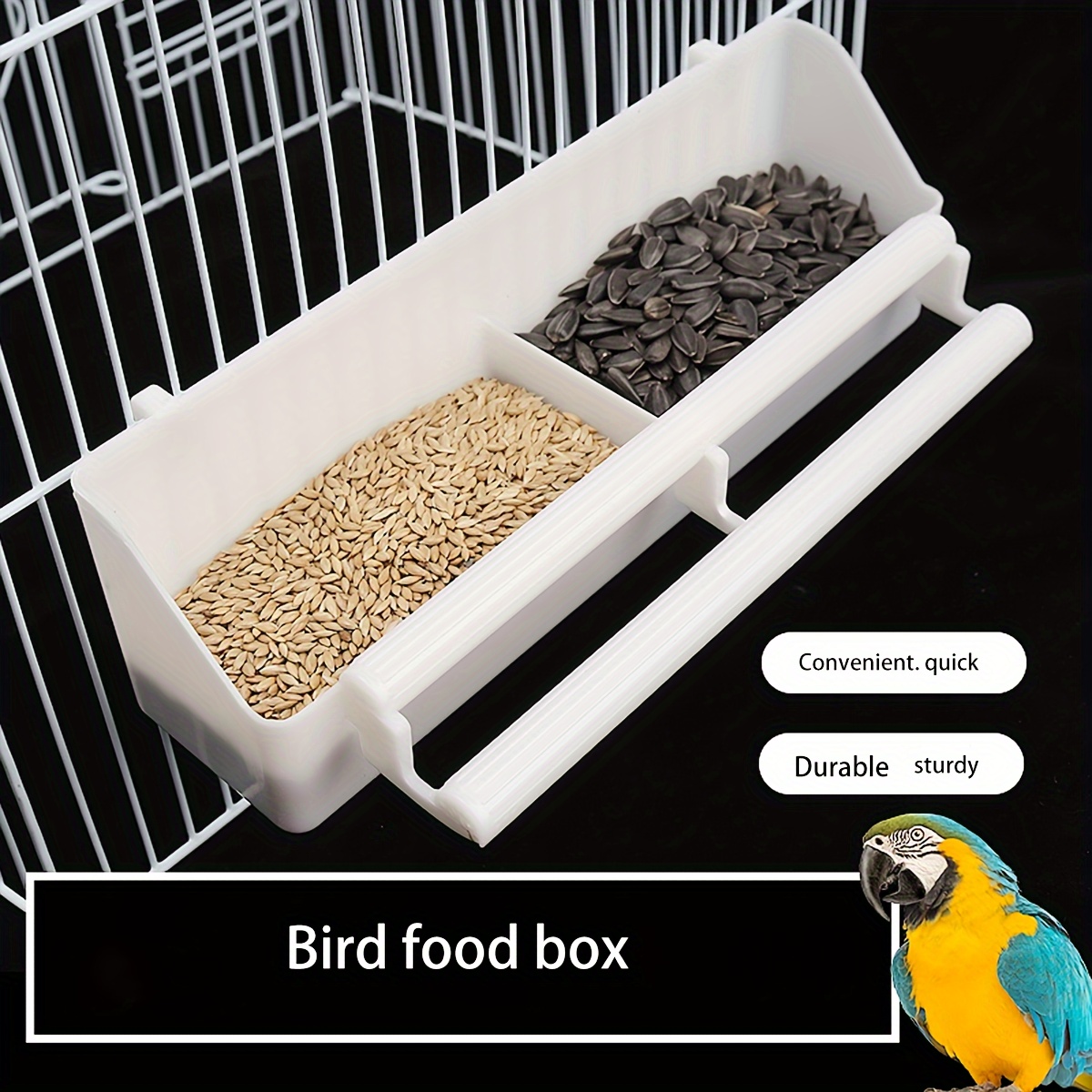 

[popular ] 1pc Pp Bird Feeder Box For Parrots, Pigeons & More - Easy-clean, Quick- With Separate Food Compartments, Ideal For & Pellets