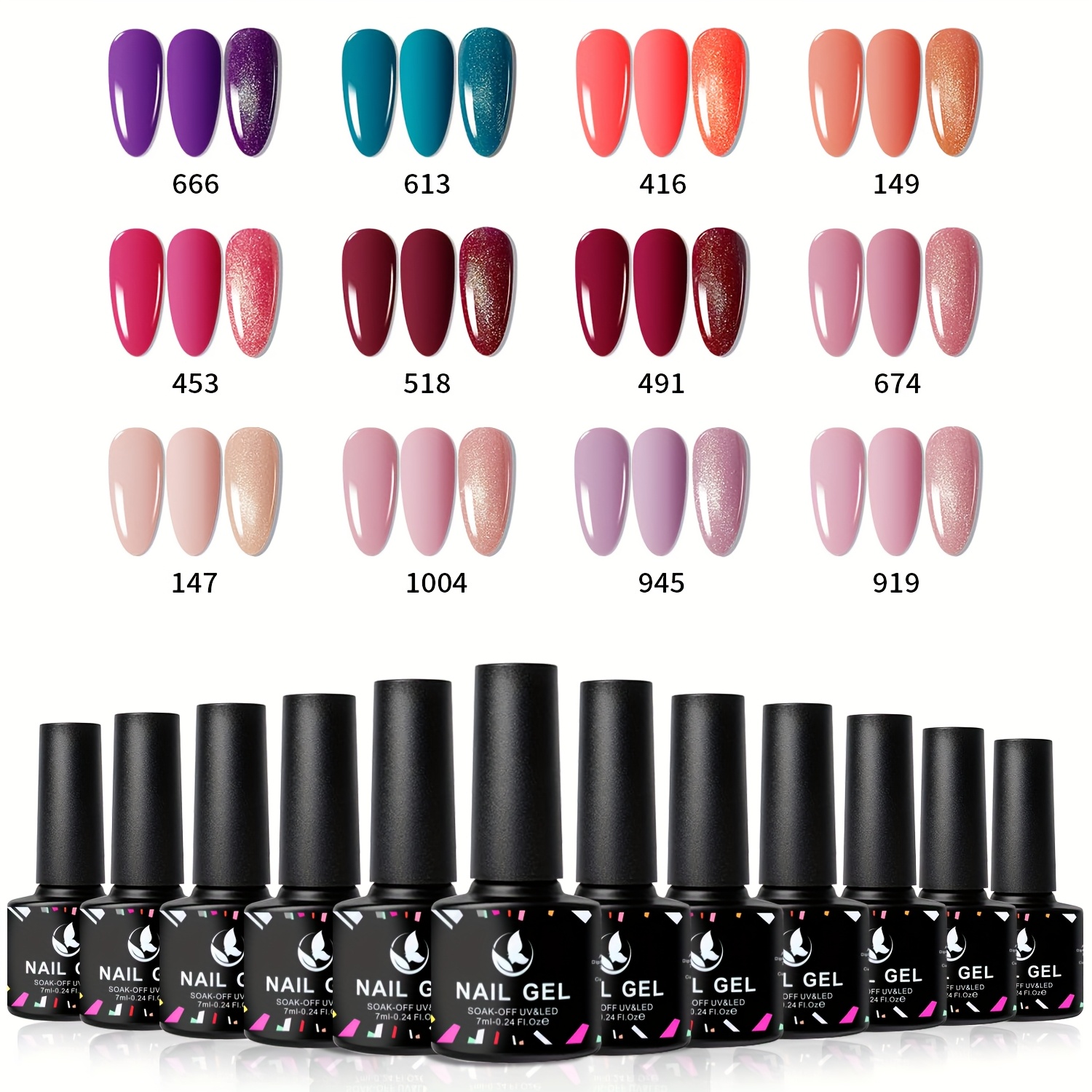 TEMU Gel Nail Polish Set - 12 Colors Pastel Lacquer Soaking Uv Nail Art Ladies Gift
