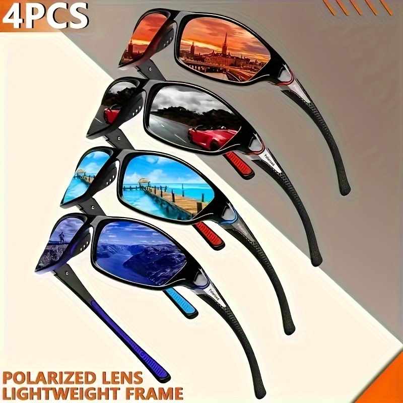 

4-piece Polarized Sports Fashion Glasses For Men & Women - Fashionable Mirrored Lens, Perfect For Cycling, Fishing & Driving