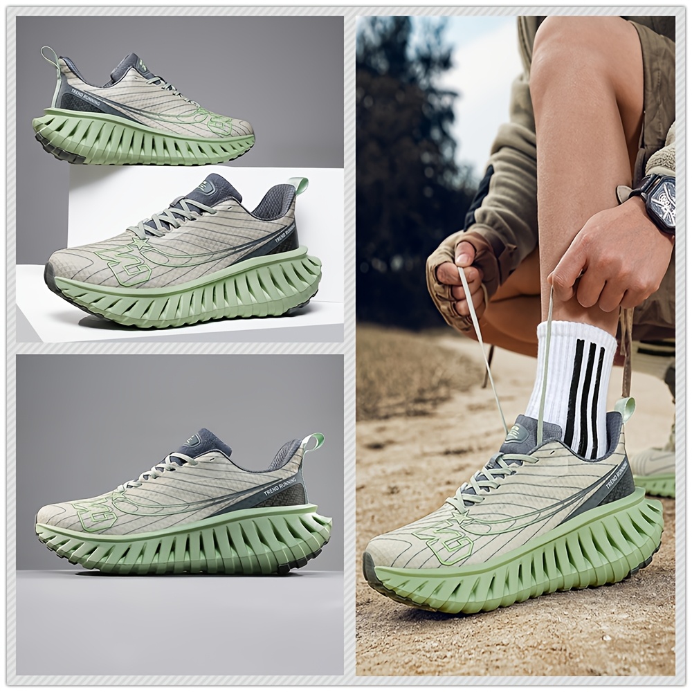 Men'S Technology Carbon Board Running Shoes | Breathable Athletic Sneakers with Cushioned Shock Absorbing EVA Chunky Sole, Casual Sporty Look, Slip-resistant Wear-resistant All-Terrain Grip for Gym, Jogging, Marathon - Running & Work Out Training Sh