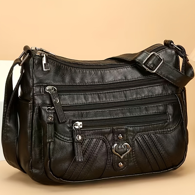 TEMU This New Women's Retro Shoulder Bag Features A Stylish Design. A Heart-shaped Decoration On The Front Adds Visual And Enhances The Overall