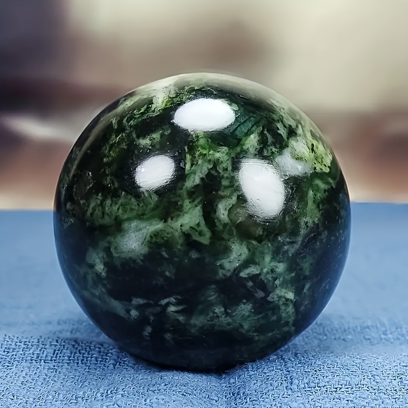 

1pc Serpentine Natural Jade, Stone, Spherical Decoration, Polished Home Decoration
