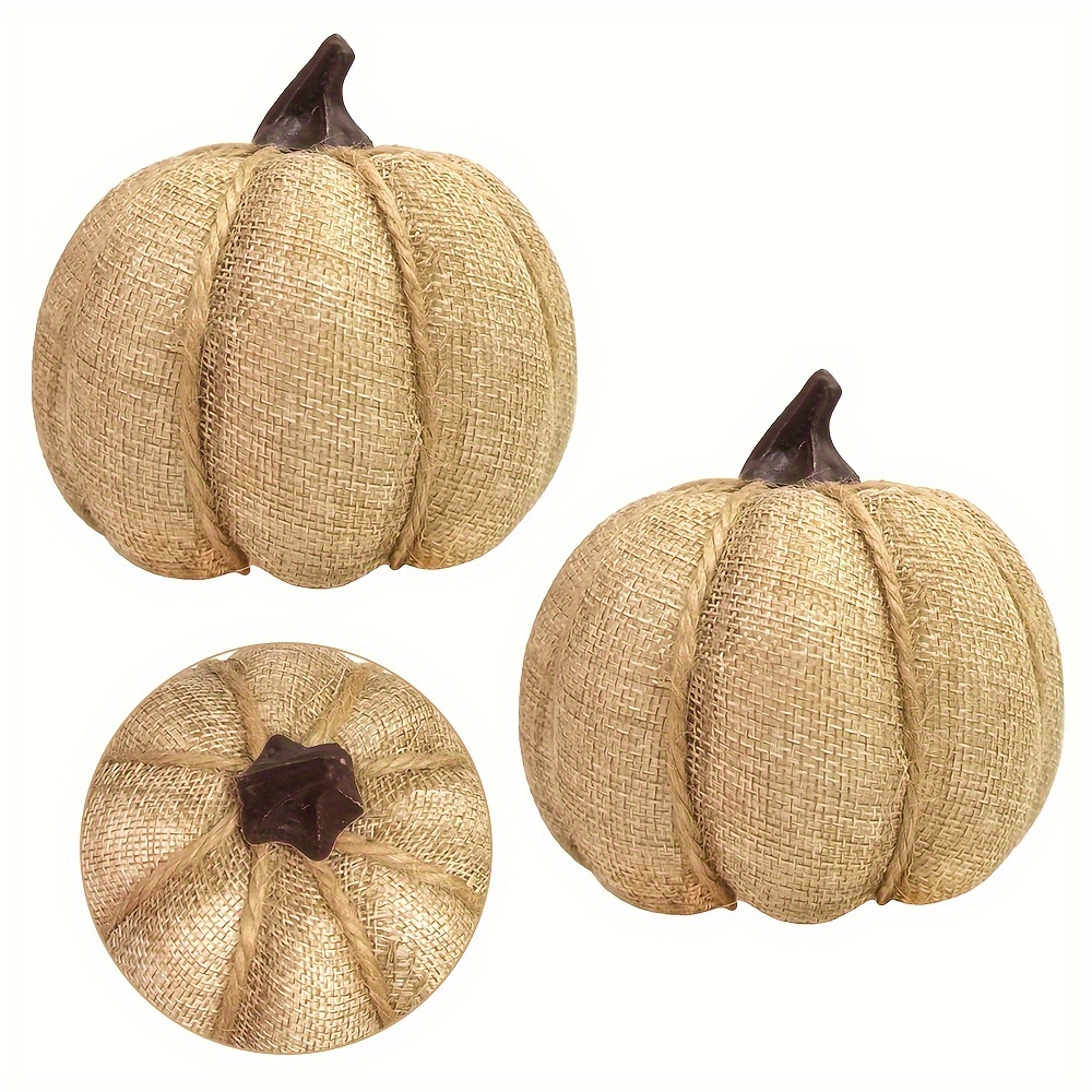 

2 Pcs 10cm/3.93in Burlap Pumpkins - Festive Fall Decor For Thanksgiving, , Or Harvest Festivals - Indoor/outdoor Use - No Electricity Required