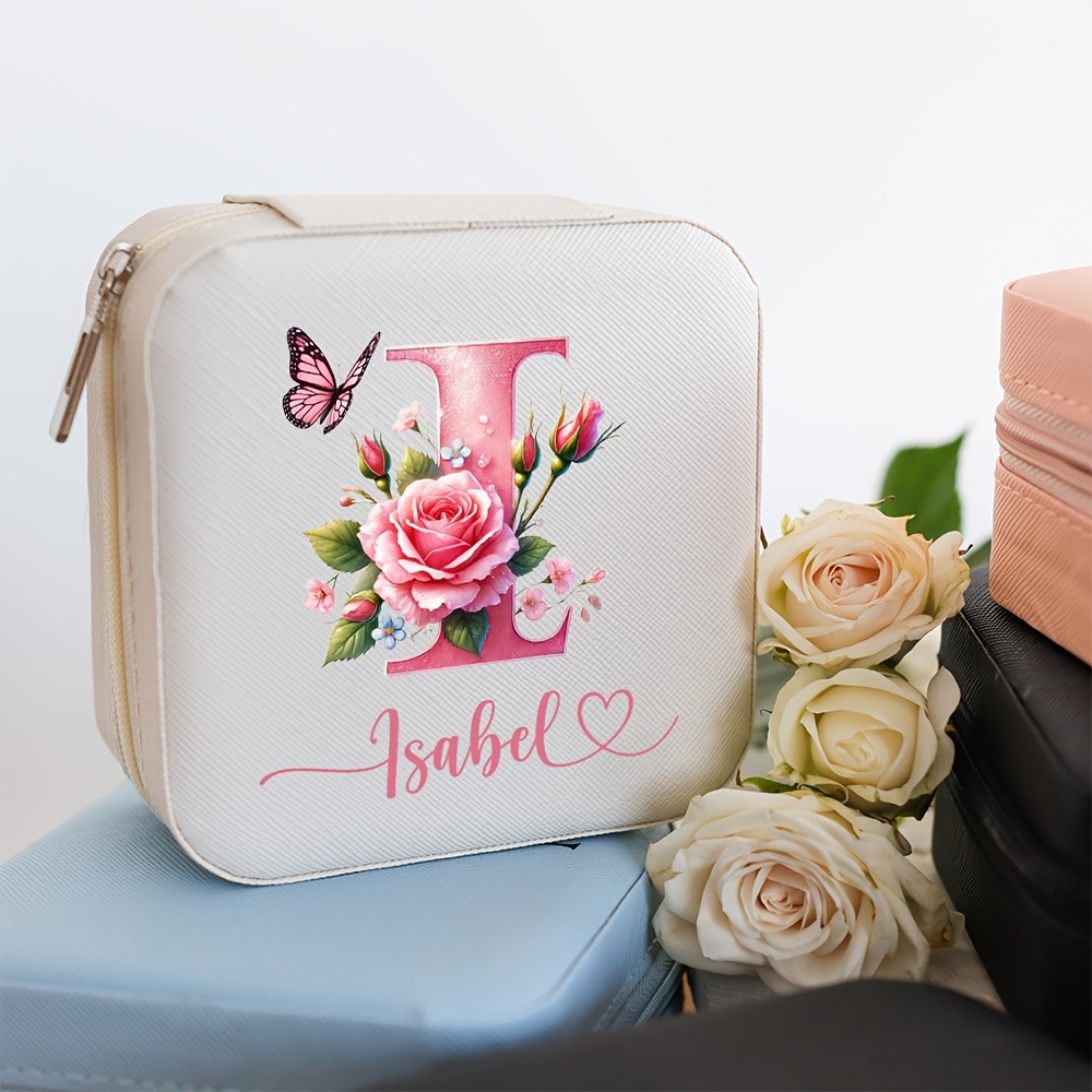 TEMU Custom Faux Leather Jewelry Box, Mother's Day Gift, Wedding Bridesmaid Souvenir, Customizable Name, Travel Portable Jewelry Storage Organizer,