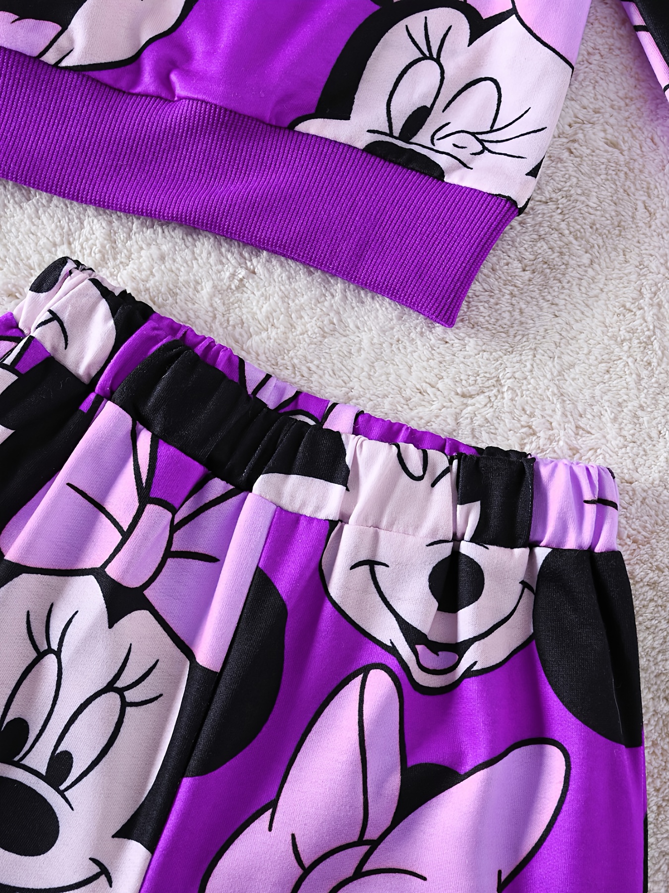 Officiële Disney Mickey Mouse Print Meisjes Lange Mouw Hoodie & Jogger Set - Rekbare Casual Herfst/Winter Outfit met Elastische Tailleband, Perfect voor Sport, Buitenactiviteiten & School, Ideaal Verjaardags- of Kerstcadeau, Disney Kleding, voor Buitenshuis