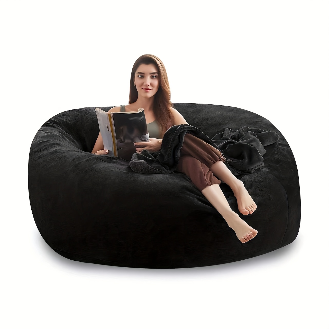 Large 4ft/5ft/6ft Bean Bag Chair Compatible for Adults - Oversized Sofa Bed Lounger with Memory Foam & Micro Velvet Cover, Soft Foam-Filled Furniture, Multi-Color Options (No Assembly) for Living Room, Bedroom - Ideal for Adults & - Image 16