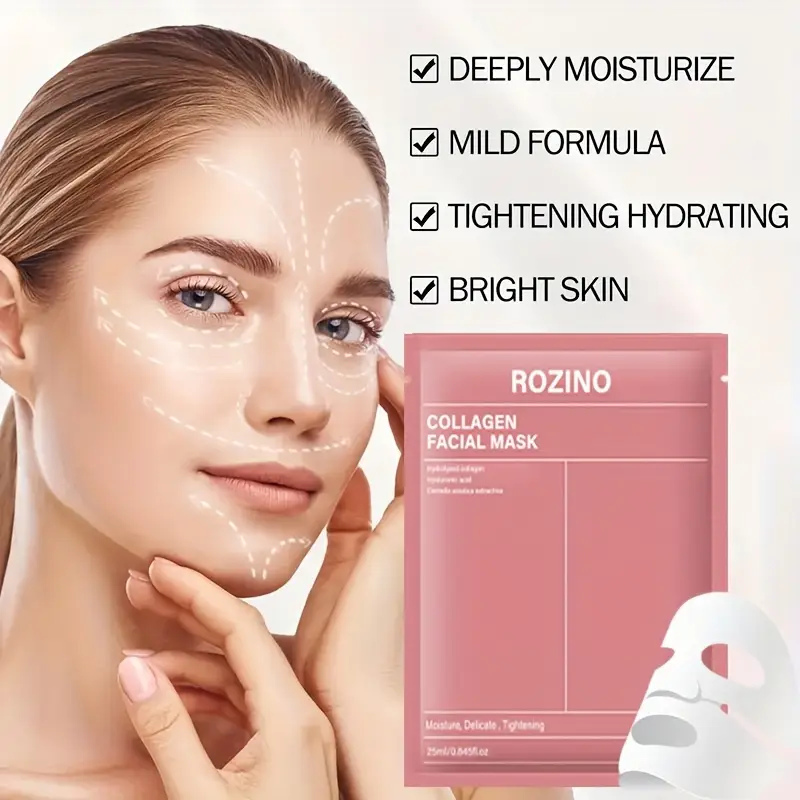 5pcs collagen facial masks hydrating firming ideal for sensitive hypoallergenic unscented all types beauty routine essentials collagen facial masks hydrating facial mask Product details 2